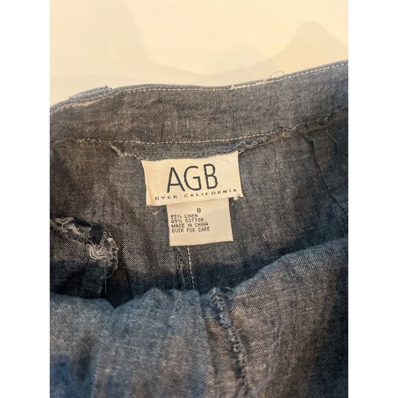AGB Womens Embroidered Chambray Pants With Pockets & Cuffed Hem Size 8 Linen/Cot - Picture 6 of 8